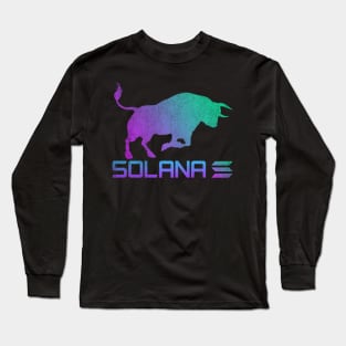 Vintage Bull Market Solana Coin Mission To The Moon Crypto Token Cryptocurrency Wallet Birthday Gift For Men Women Long Sleeve T-Shirt